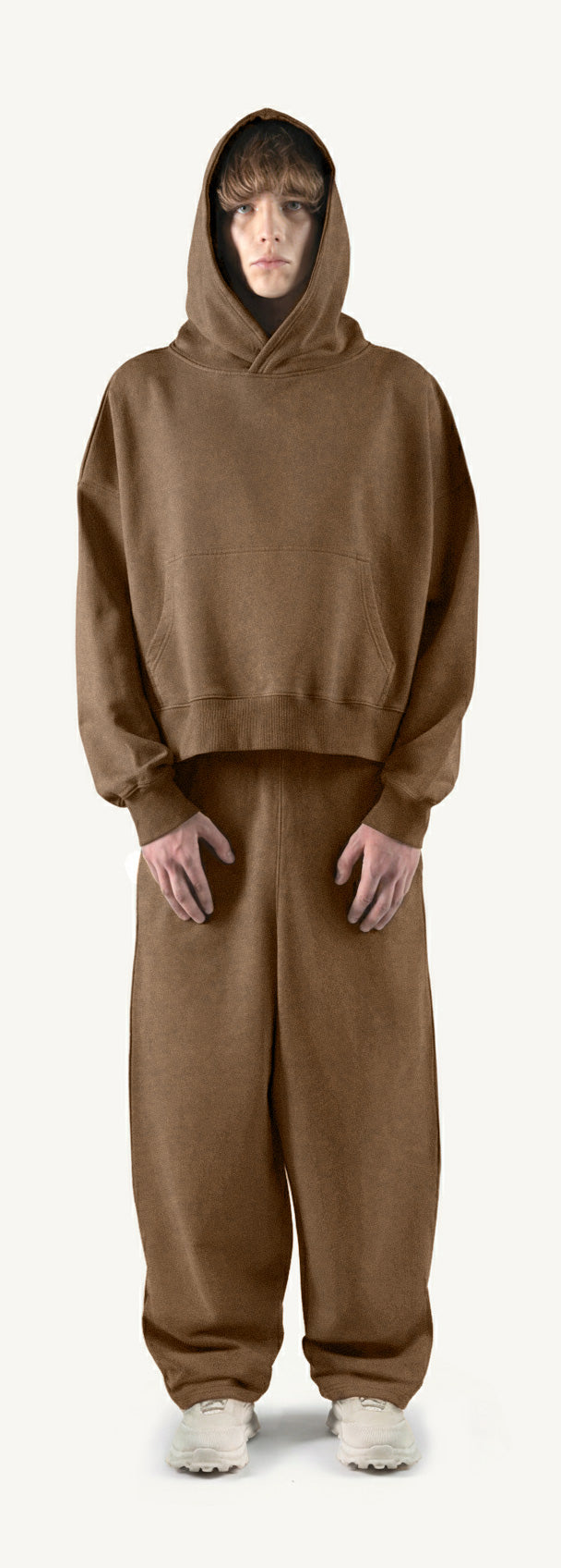Vintage Tan Straight-Leg Baggy Sweatpants.