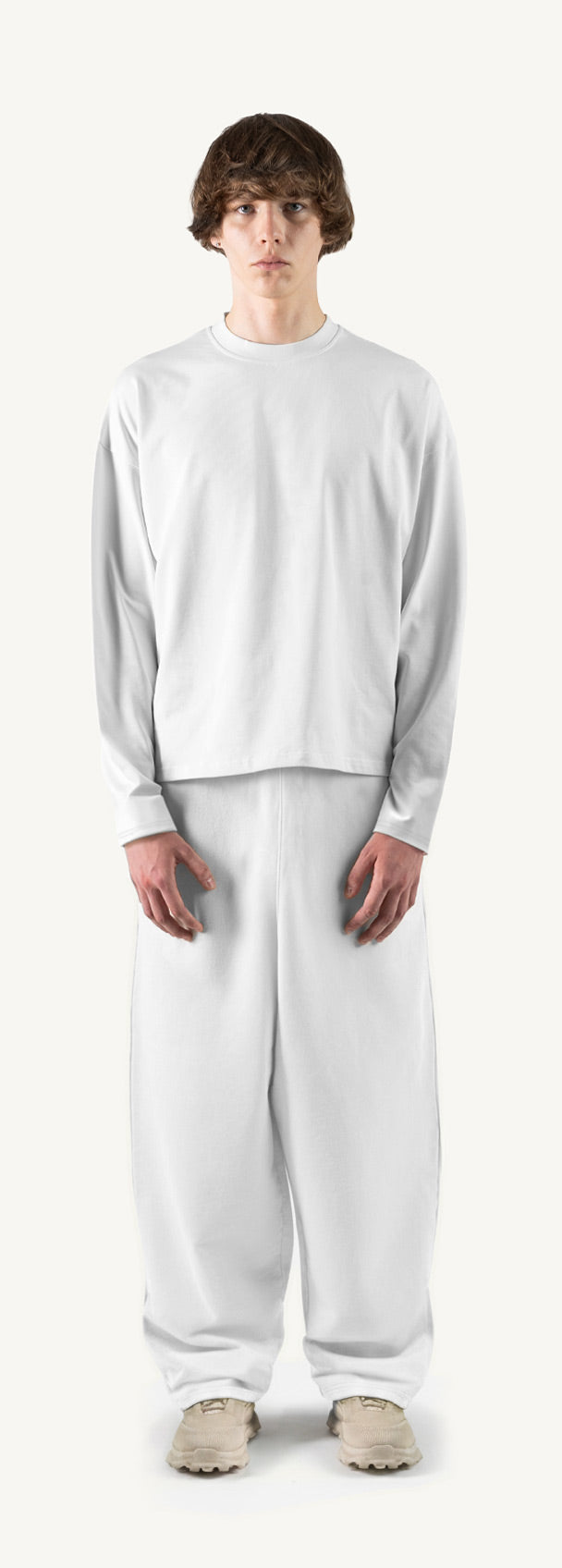 White Oversized Boxy LS Tee.