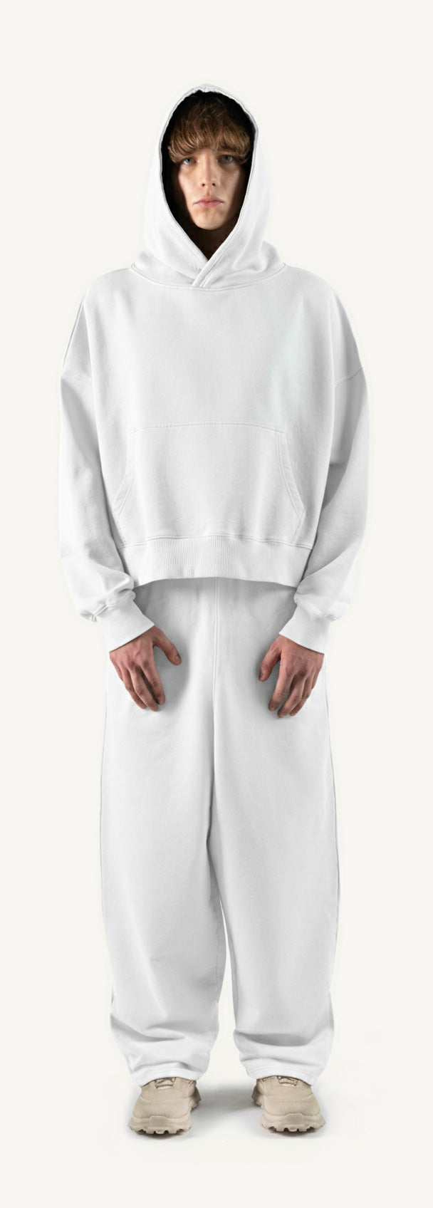 White Straight-Leg Baggy Sweatpants.