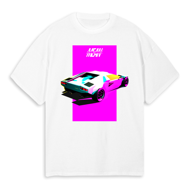 MEAN MACHINES THREE White Oversized Tee.