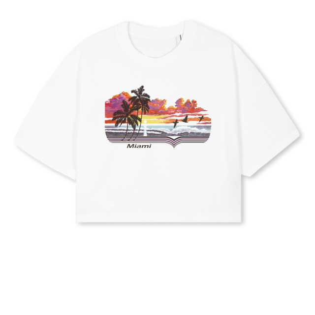 CROPBRIGHT White Cropped Oversized Tee.