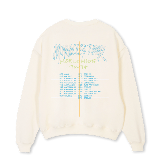 MT DISTRESSED FINAL Cream Oversized Crewneck Sweater.