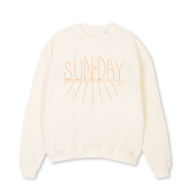 SUN DAY SWEAT Cream Oversized Crewneck Sweater.