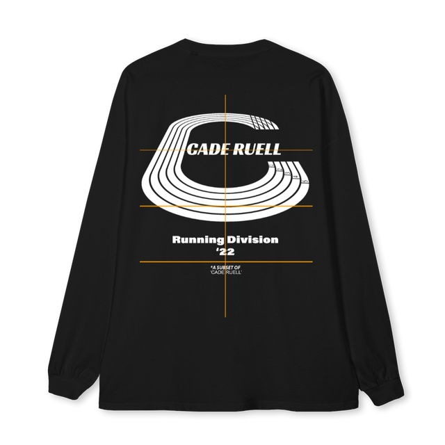 RUNNING DIVISION WHT Black Oversized LS Tee.