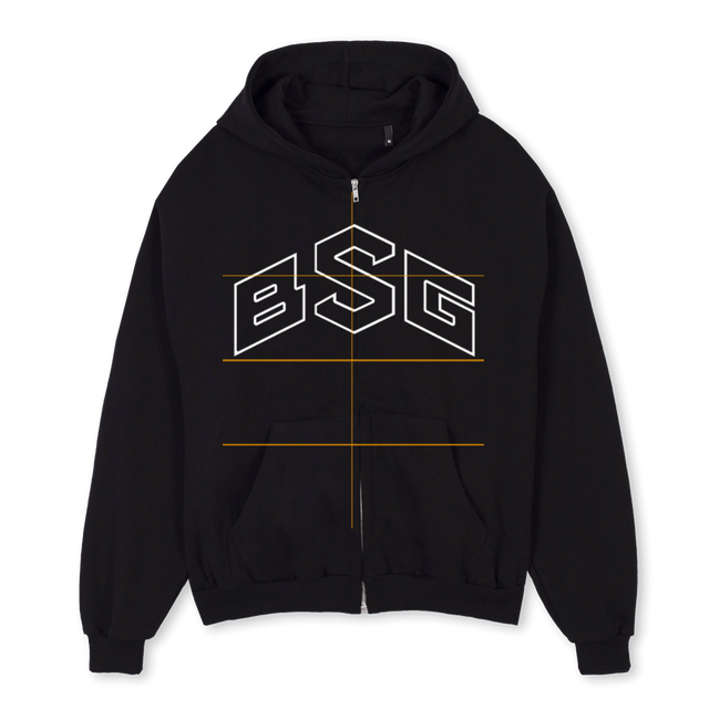 USAZIPUP Black Oversized Zipped Hoodie.