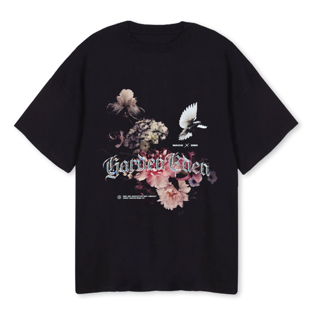 GARDEN EDEN Black Oversized Tee.