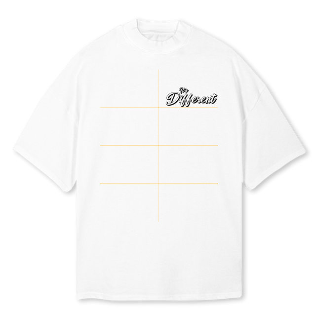 ITSDIFFMOCKWHITE White Oversized Mock Neck Tee.