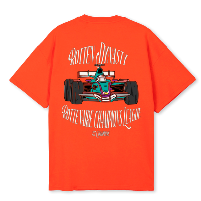 ROTTENAIRE RACE TEAM Hot Orange Oversized Tee.
