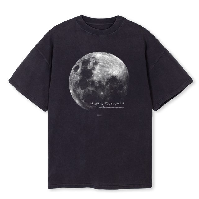 MAKTUB MOON Vintage Black Oversized Tee.