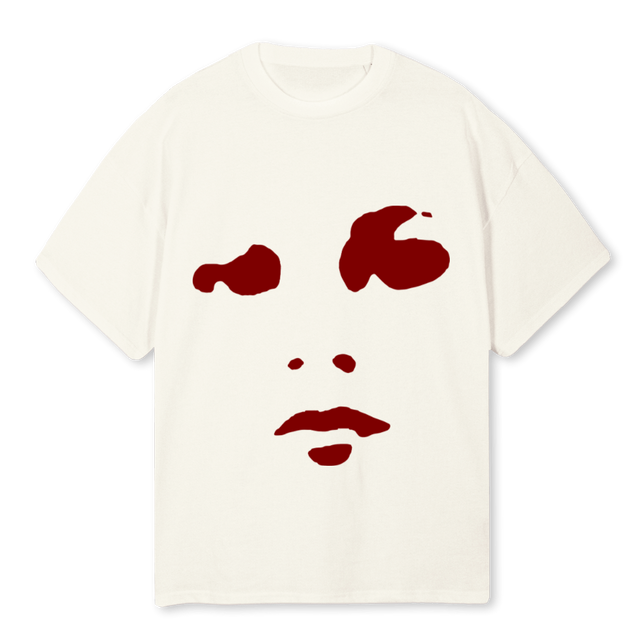 BURGUNDY FACE TSHRIT Cream Oversized Tee.