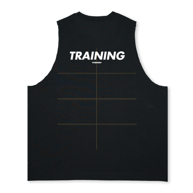TRAINING VISION VEST Deep Black Oversized Vest.
