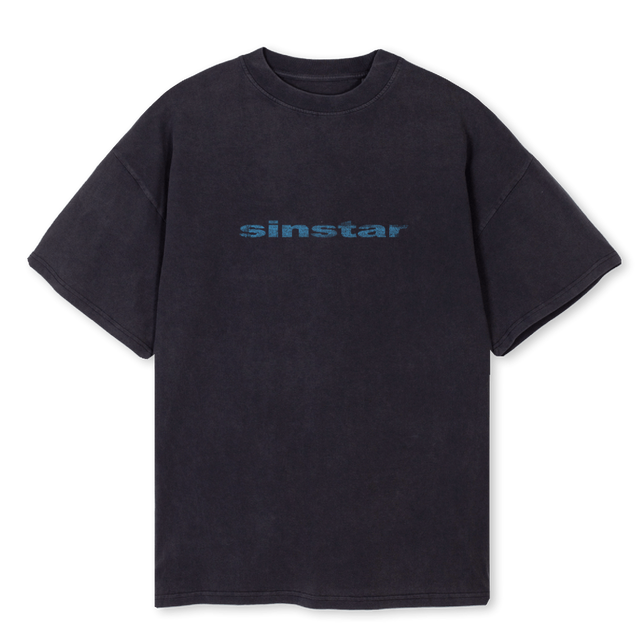 BLUE FLAME Vintage Black Oversized Tee.