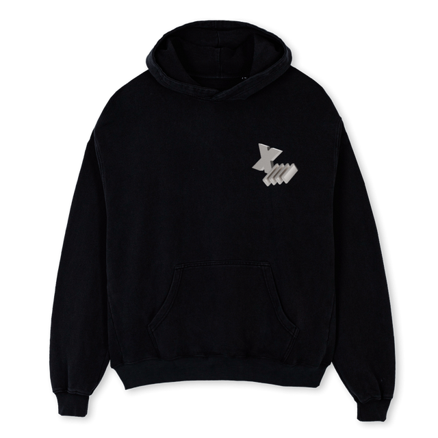 FLEXMETAL Black Oversized Hoodie.