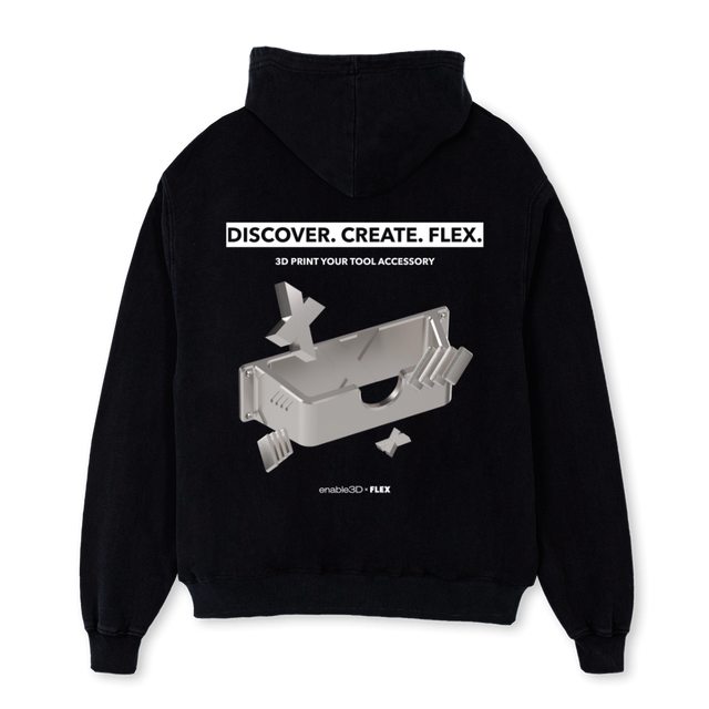 FLEXMETAL Black Oversized Hoodie.