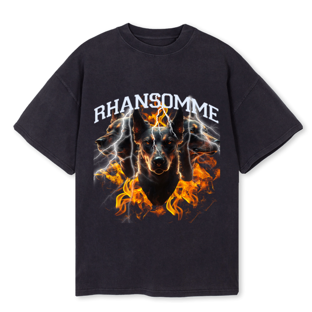 RHANSOMME CERBERUS Vintage Black Oversized Tee.