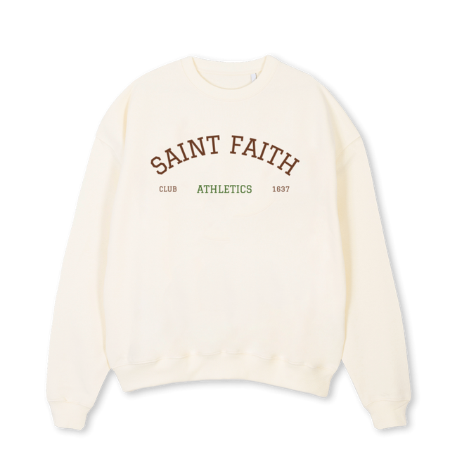 ATHLETICS Cream Oversized Crewneck Sweater.