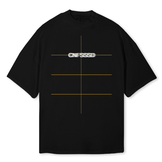CNFSSSD Black Oversized Mock Neck Tee.
