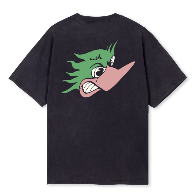 MALMODUCKWBLK Vintage Black Oversized Tee.