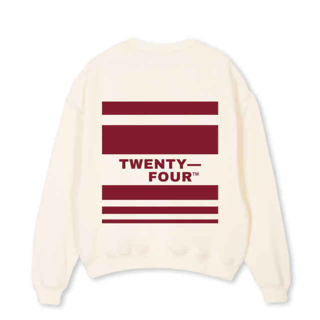 TFSWEATCREAMBURGUNDY Cream Oversized Crewneck Sweater.