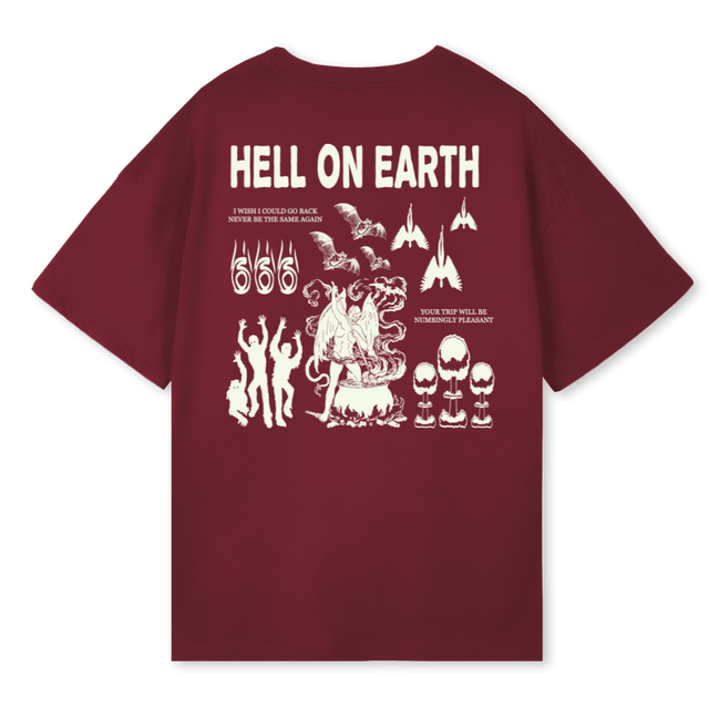 HELL Burgundy Oversized Tee.