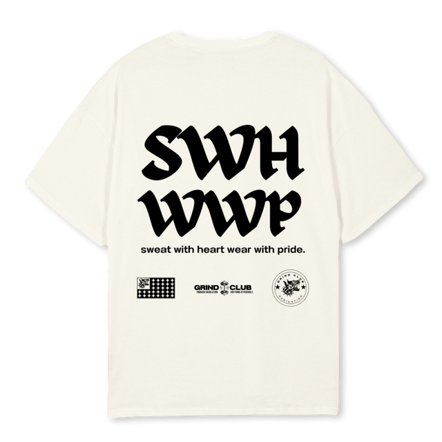 GRINDCLUB WHIT TE Cream Oversized Tee.