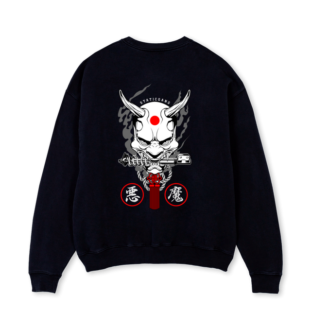 ONI Black Oversized Crewneck Sweater.