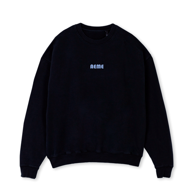 AEME NUMERO DUO Black Oversized Crewneck Sweater.