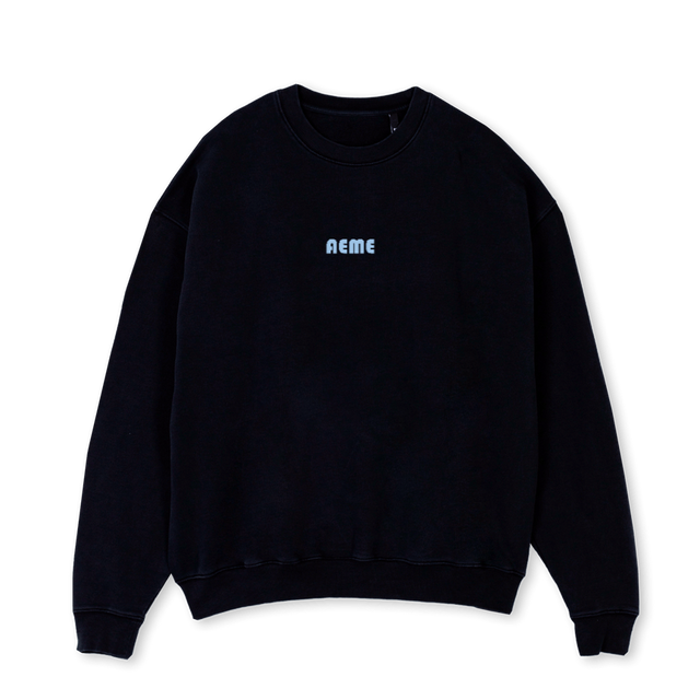AEME NUMERO UNO Black Oversized Crewneck Sweater.