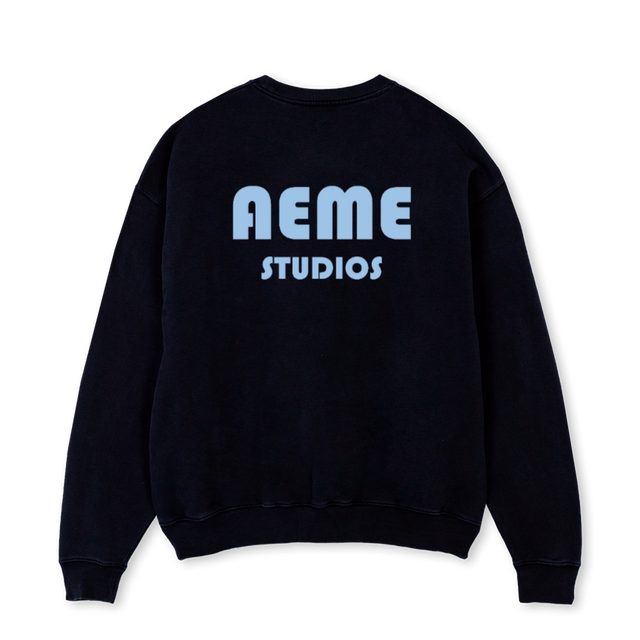 AEME NUMERO UNO Black Oversized Crewneck Sweater.