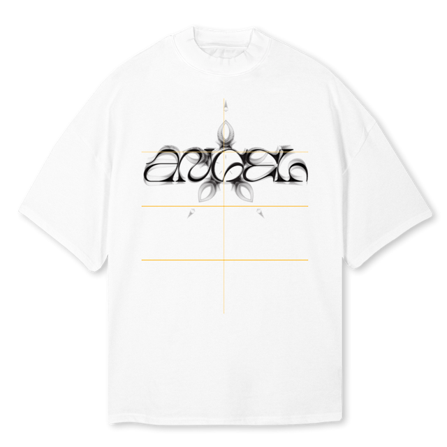 SOLID STUDIOSANGEL White Oversized Mock Neck Tee.