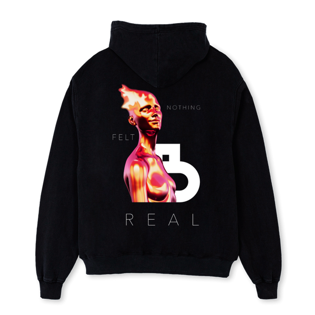 FLAME HAIR Black Oversized Hoodie.