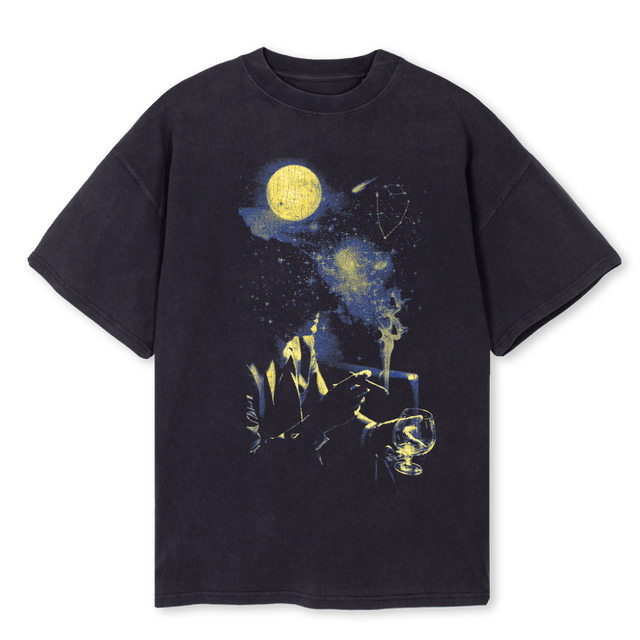 ENLIGHTMENT BLK Vintage Black Oversized Tee.