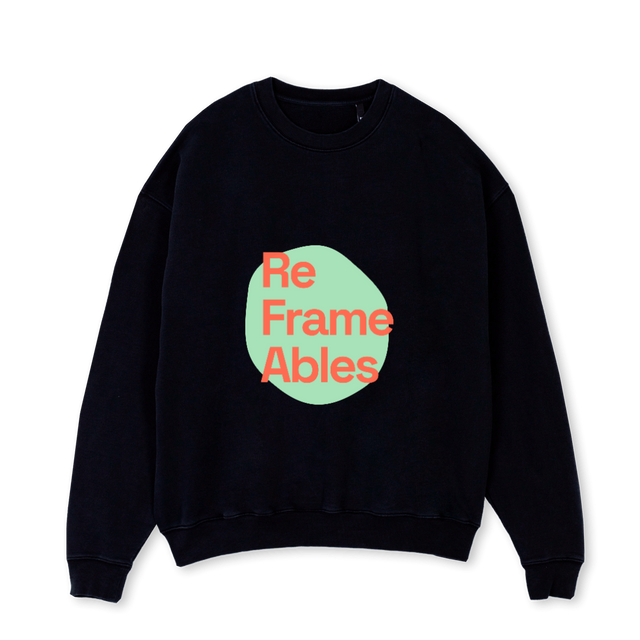 AVERY Black Oversized Crewneck Sweater.