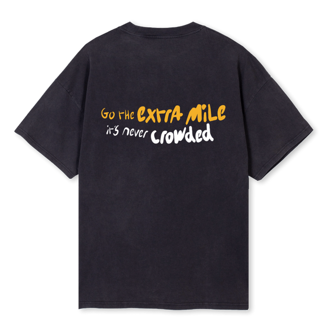 GO THE EXTRA MILE Vintage Black Oversized Tee.