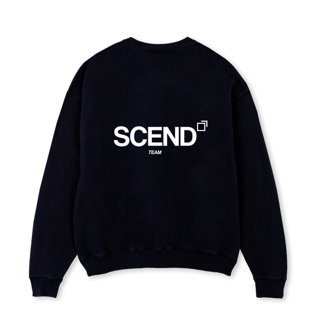 SCENDJUMPER Black Oversized Crewneck Sweater.
