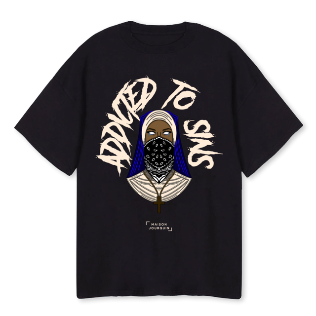 ADDICTED TO SINS Black Oversized Tee.