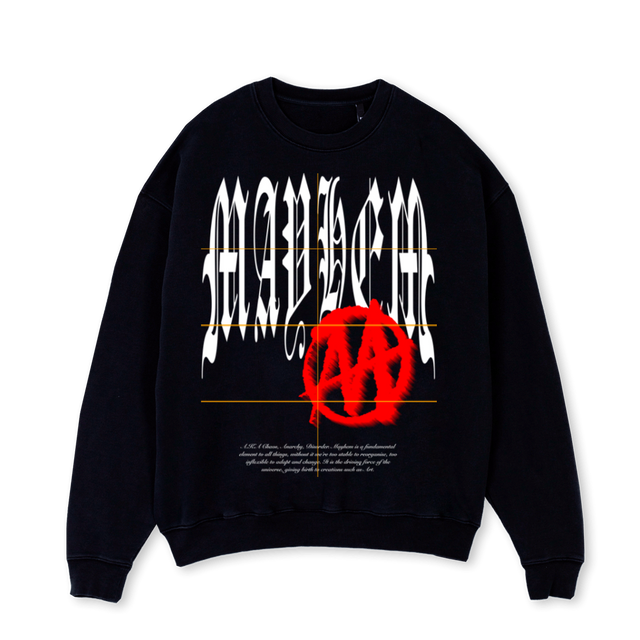 MAYHEM CREWNECK Black Oversized Crewneck Sweater.