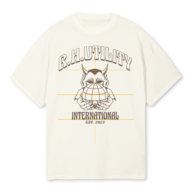 GLOBEINHANDS Cream Oversized Tee.