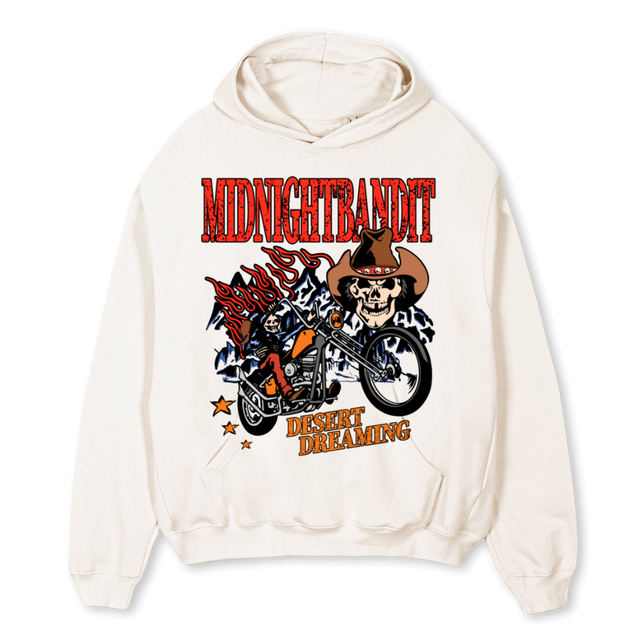 DESERT DREAMING Vintage White Oversized Hoodie.