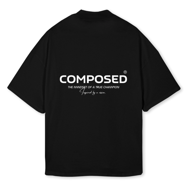 COMPOSEDTEEBLACK Black Oversized Mock Neck Tee.
