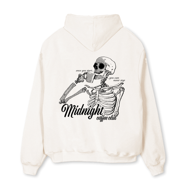 SKELHOODIE Vintage White Oversized Hoodie.