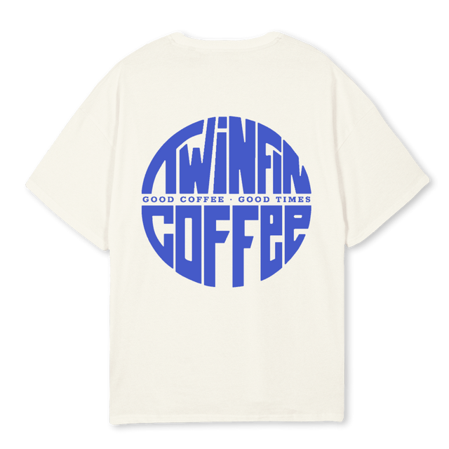 TWIN FIN STAFF Cream Oversized Tee.