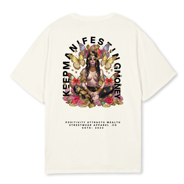 MANIFESTKIT Cream Oversized Tee.