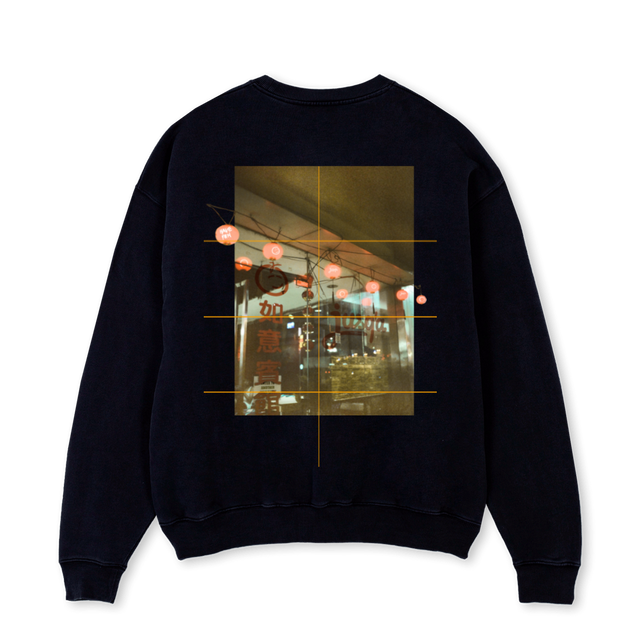 CHINATOWNJ Black Oversized Crewneck Sweater.