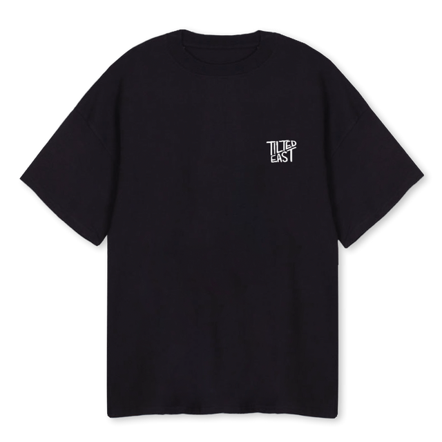 SLOWLY CATCHY Black Oversized Tee.