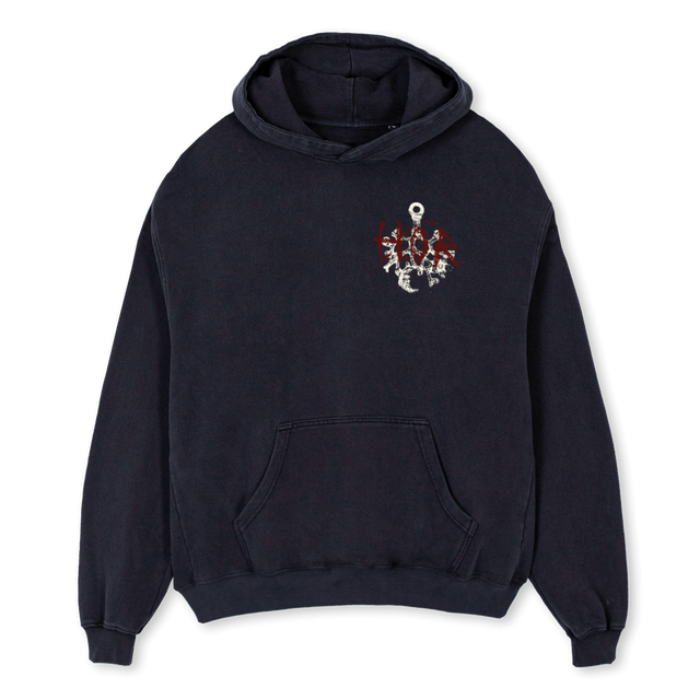 BLOOD PLEDGE Vintage Black Oversized Hoodie.