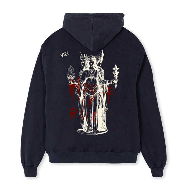 BLOOD PLEDGE Vintage Black Oversized Hoodie.