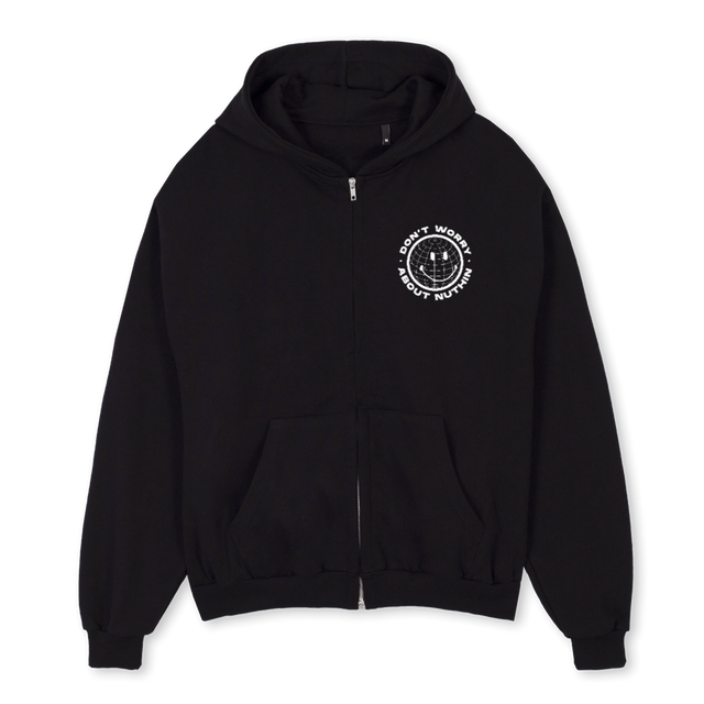 DWANNNNN Black Oversized Zipped Hoodie.