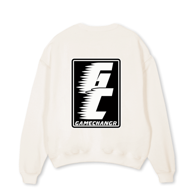 SW WH GAMECHANGR Vintage White Oversized Crewneck Sweater.