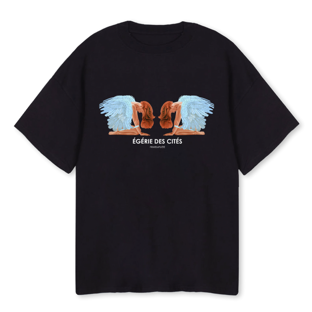ANGES NOIR Black Oversized Tee.